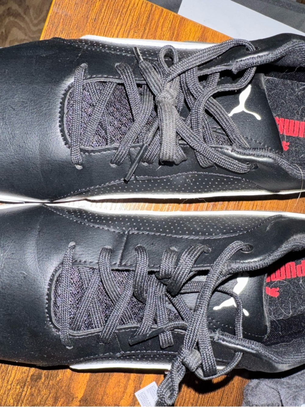 Puma Men’s Black Low-Top Lace-Up Sneakers with White Trim